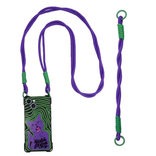 ZORBES® Compatible with iPhone 15 Silicone Phone Case, Phone Lanyard & Phone Sling Strap Chic Purple Cat Printed Phone Case for iPhone 15 Purple Braided Nylon Rope Phone Sling Strap, Set of 3Pcs ZORBES® Compatible with iPhone 15 Silicone Phone Case, Phone Lanyard & Phone Sling Strap Chic Purple Cat Printed Phone Case for iPhone 15 Purple Braided Nylon Rope Phone Sling Strap, Set of 3Pcs